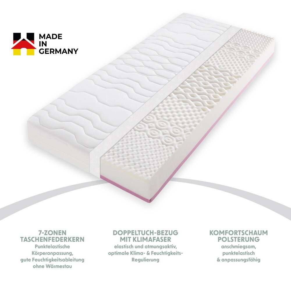 Taschenfederkernmatratze TOUCH &ndash; 100 x 200 cm H2/H3 Made in Germany - Bild 1