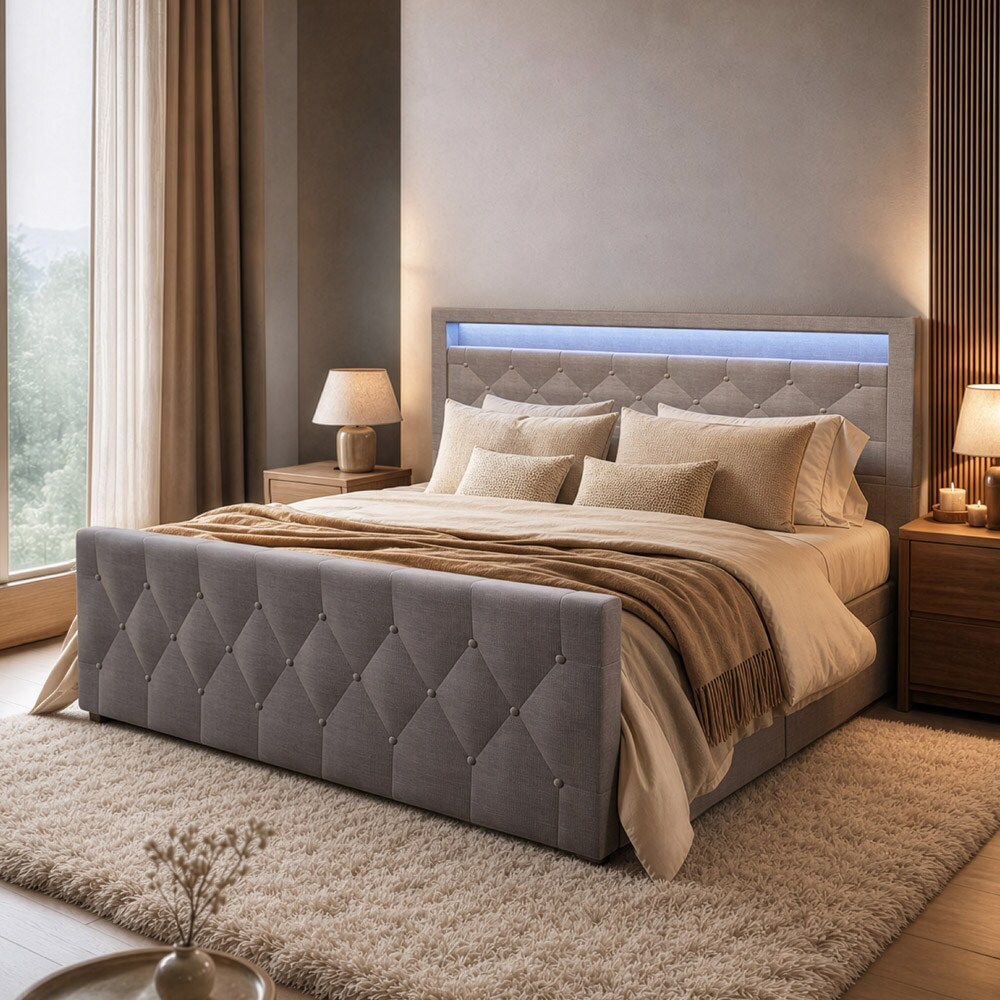 HOME DELUXE Polsterbett inkl. Matratze und Topper VELARA - 180 x 200 cm Dunkelgrau