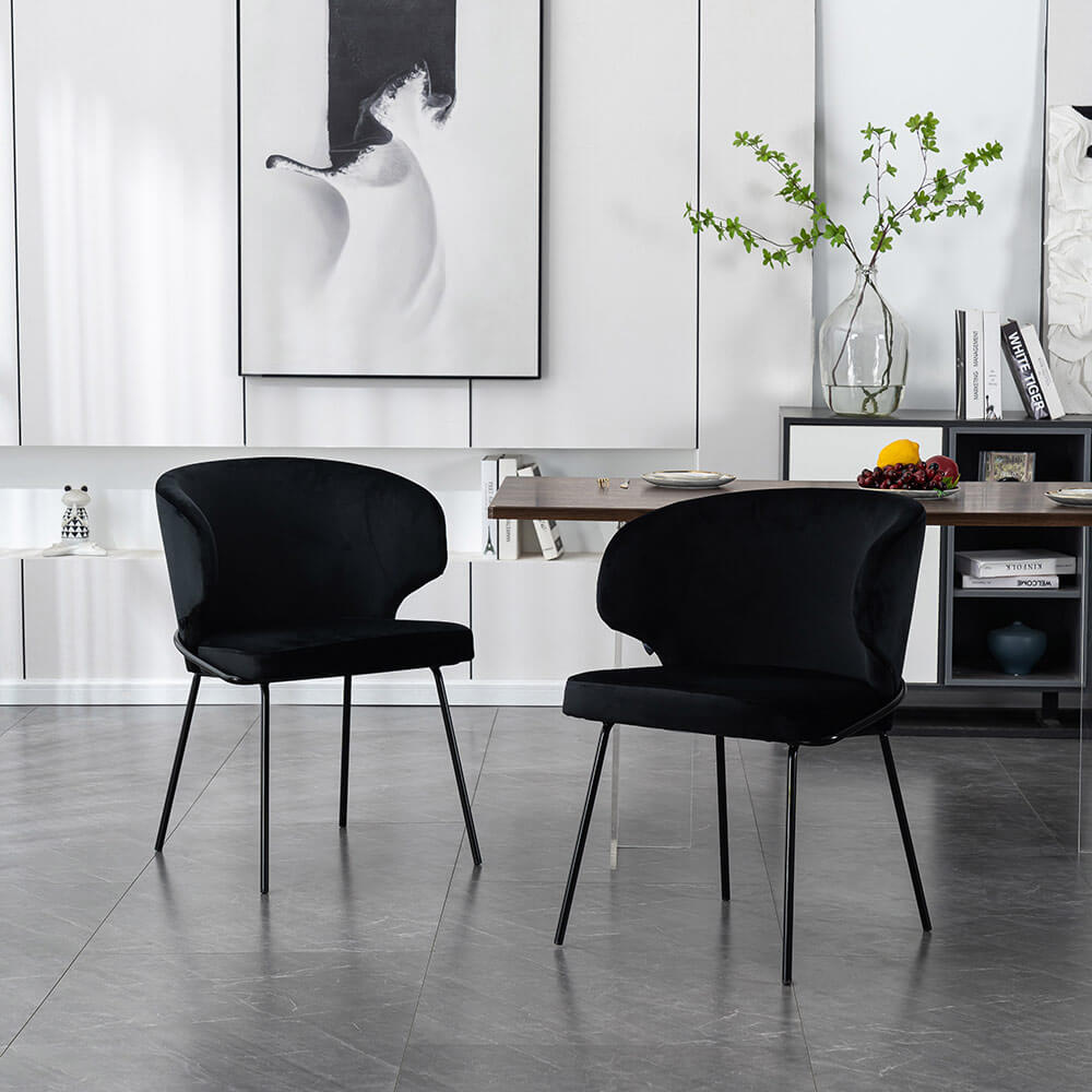 HOME DELUXE Esszimmerstuhl AMARA Samt - 2er Set Schwarz - Bild 1