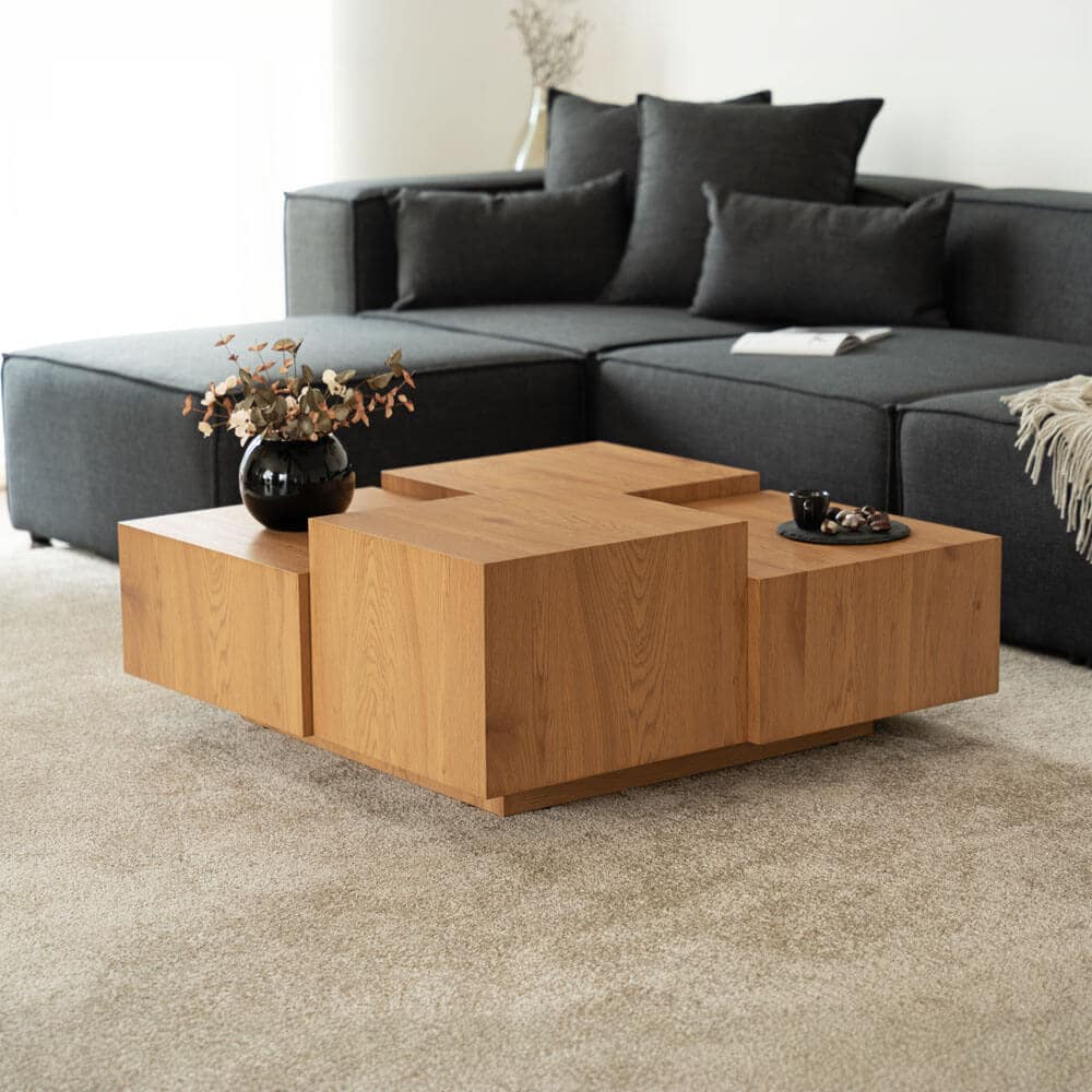 HOME DELUXE Couchtisch mit Schwebeeffekt NAYELI &ndash; 96 x 96 cm Beige - Bild 1