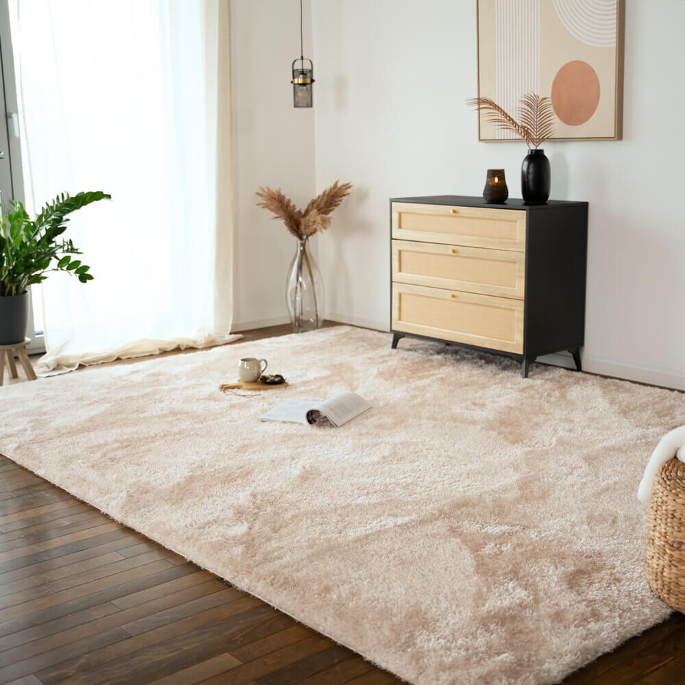 HOME DELUXE Hochflor Teppich SOFI - 180 x 120 cm Dunkelgrau