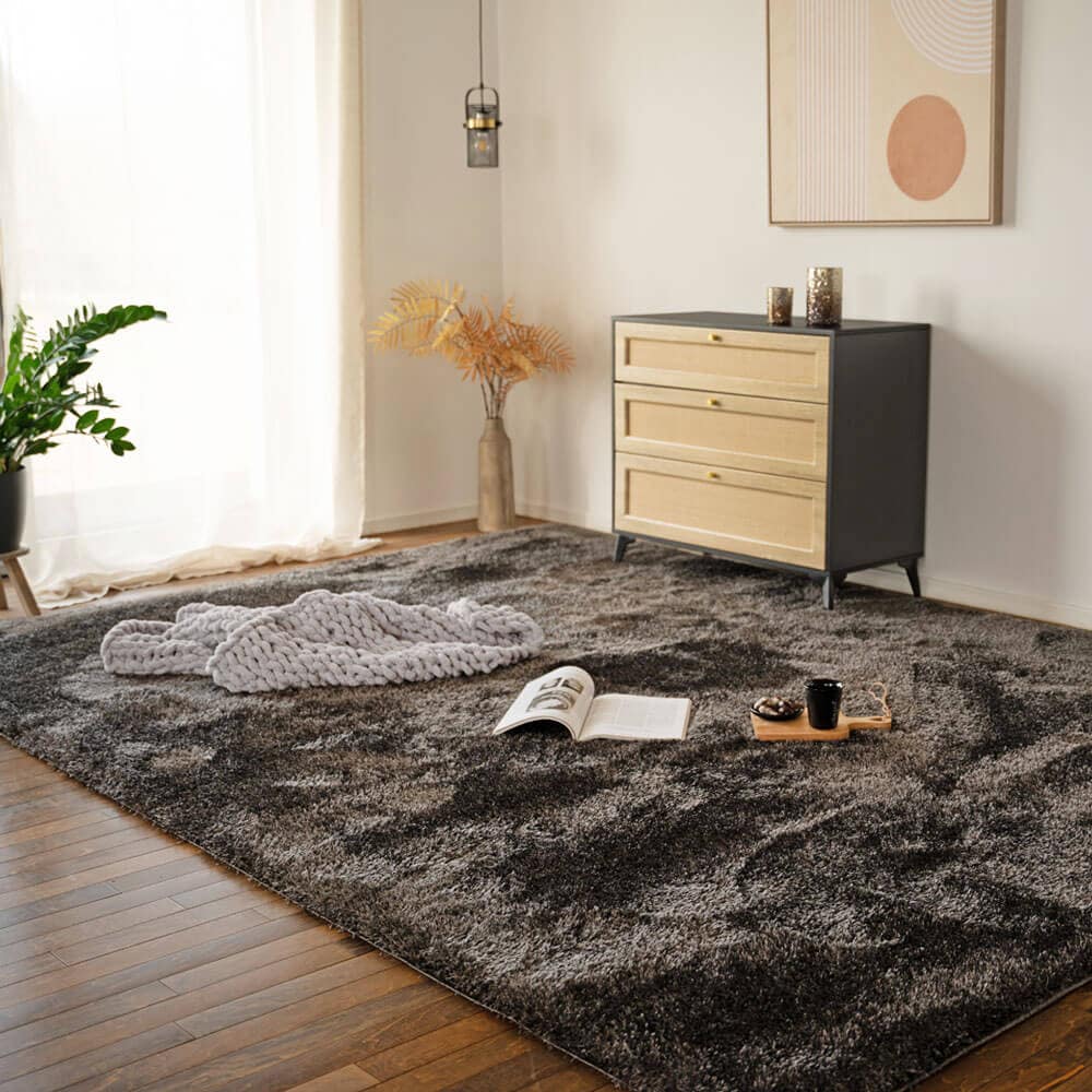 HOME DELUXE Hochflor Teppich SOFI - 320 x 240 cm Anthrazit