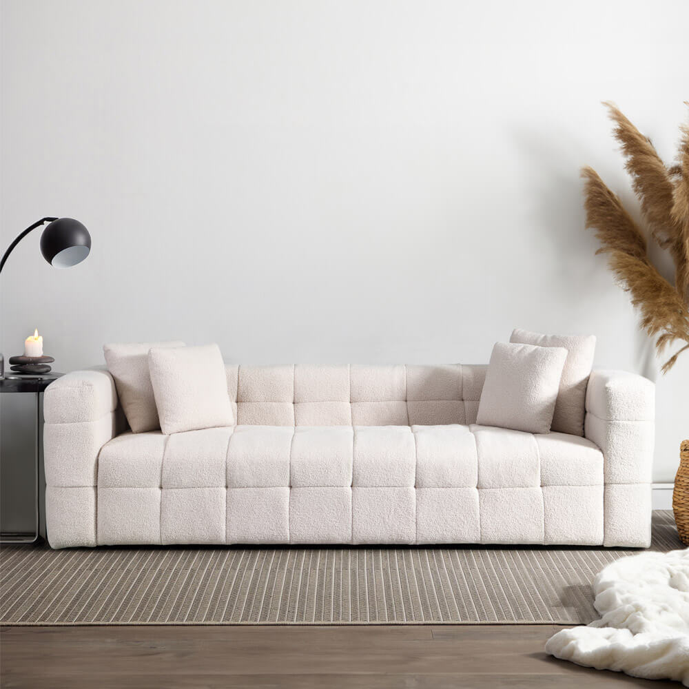 HOME DELUXE Teddy Sofa Boucl&eacute; COMO - 236 x 68 cm Beige - Bild 1