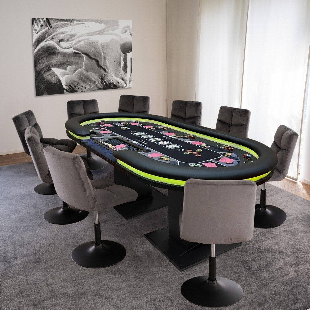 HOME DELUXE LED Pokertisch FLUSH - F&uuml;r 9 Personen - Bild 1