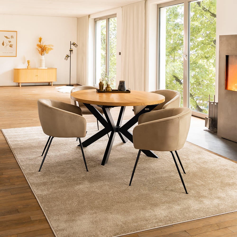 HOME DELUXE Esstisch Rund Ausziehbar AVENTURA inkl. Sternfu&szlig; - 120-160 x 120 cm Light Oak - Bild 1