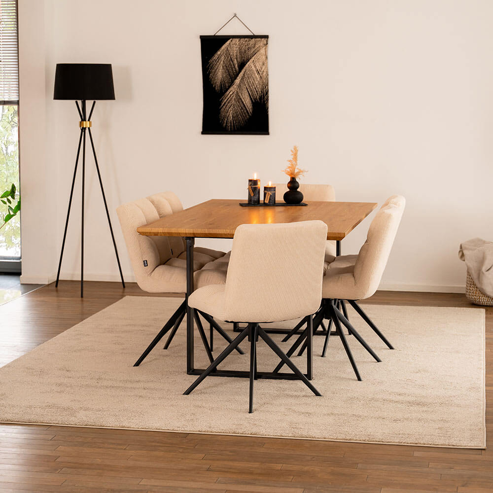 HOME DELUXE Esstisch Eckig Ausziehbar AVENCIA inkl. U-Fu&szlig; - 160-200 x 100 cm Light Oak - Bild 1