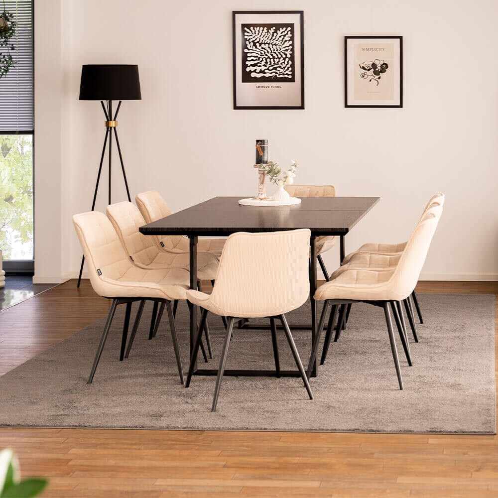 HOME DELUXE Esstisch Eckig Ausziehbar AVENCIA inkl. U-Fuß - 160-200 x 100 cm Dark Oak