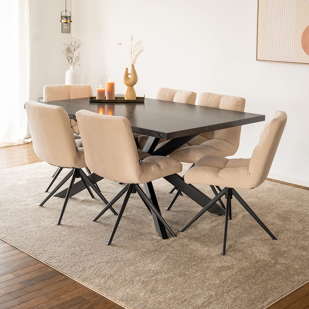 HOME DELUXE Esstisch Eckig AVENCIA inkl. Sternfuß - 160 x 100 cm Dark Oak