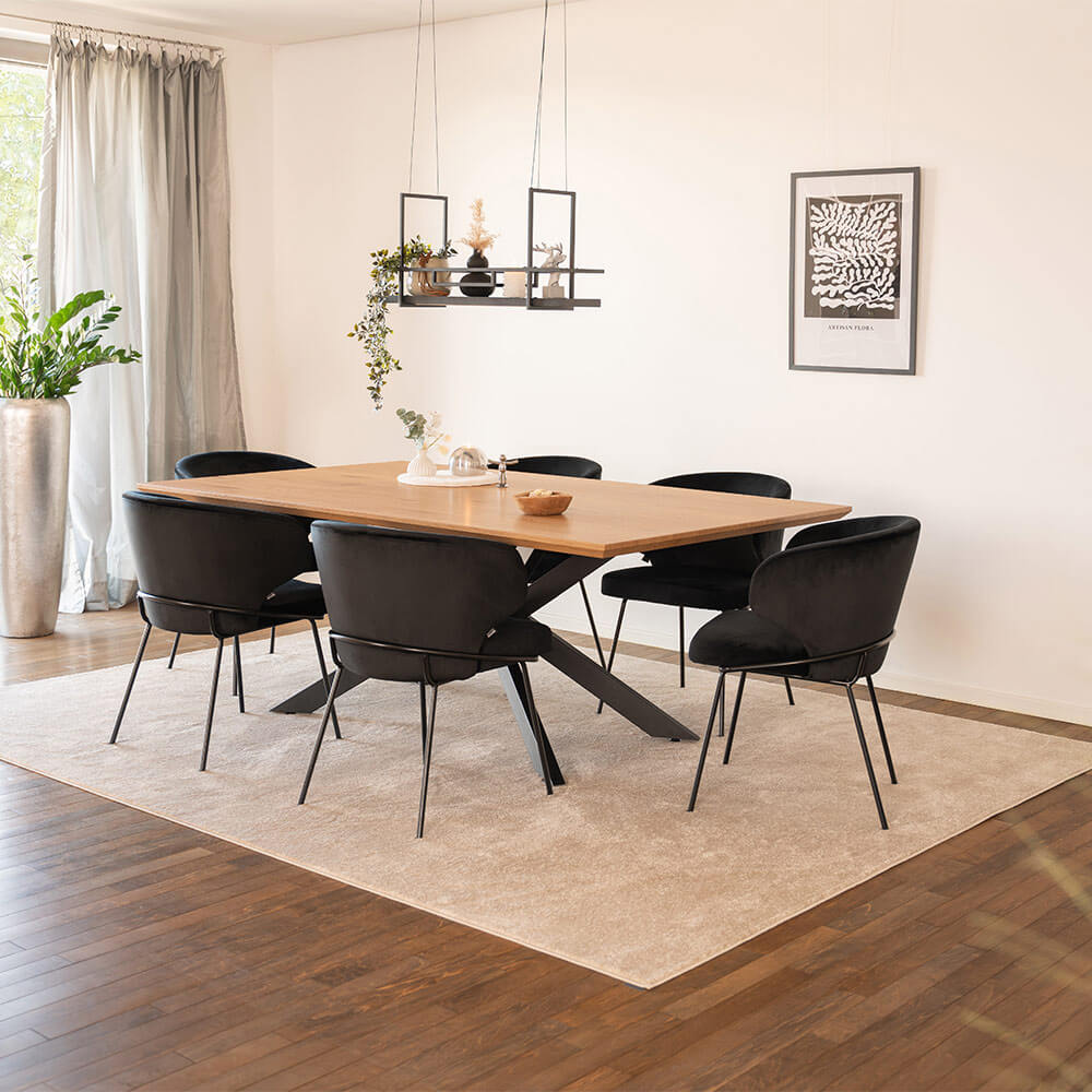 HOME DELUXE Esstisch Eckig AVENCIA inkl. Sternfu&szlig; - 200 x 120 cm Light Oak - Bild 1