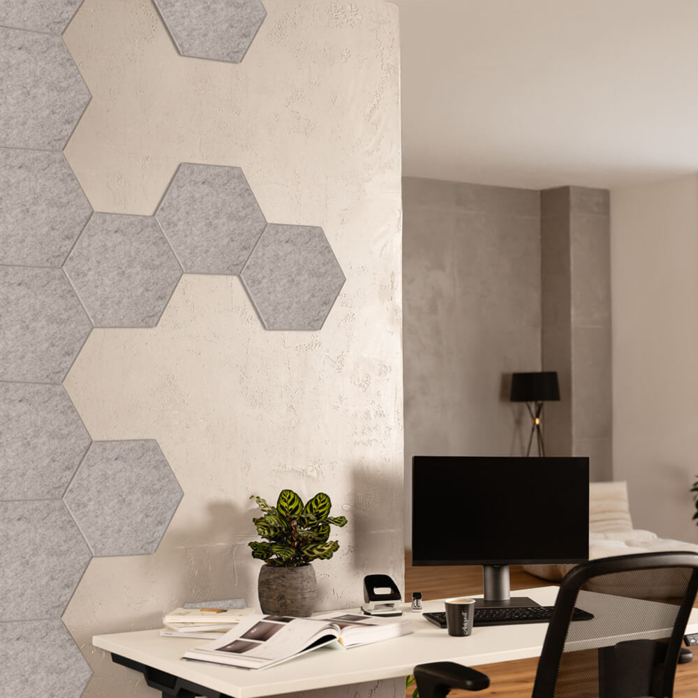 HOME DELUXE Akustikplatten Hexagon selbstklebend SILENT - 5er Set Hellgrau - Bild 1