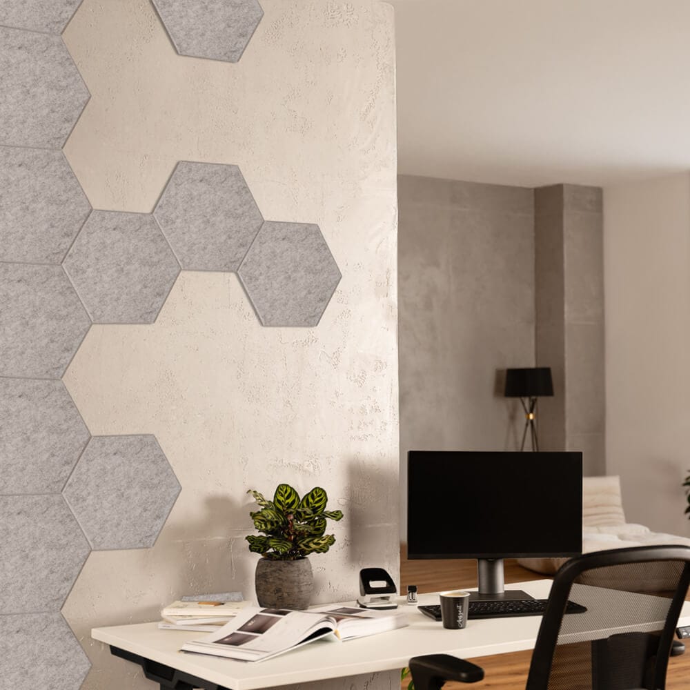 HOME DELUXE Akustikplatten Hexagon selbstklebend SILENT - 20er Set Hellgrau - Bild 1