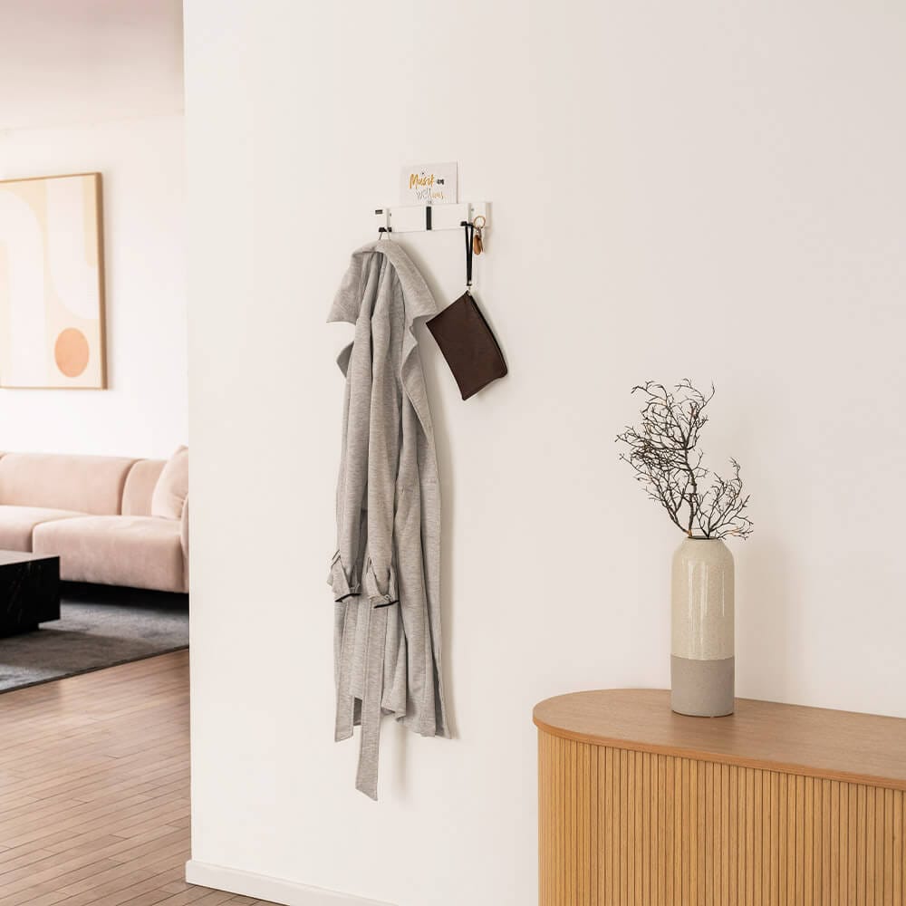 HOME DELUXE Garderobenleiste HOOK inkl. 3 Haken und Magnete - Wei&szlig; - Bild 1