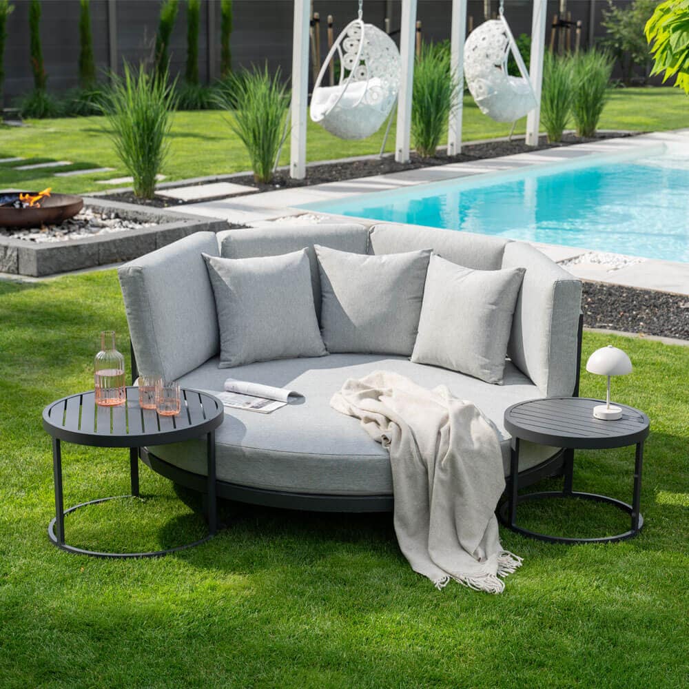 HOME DELUXE Daybed Outdoor FLORIDA inkl. Beistelltische - Grau - Bild 1