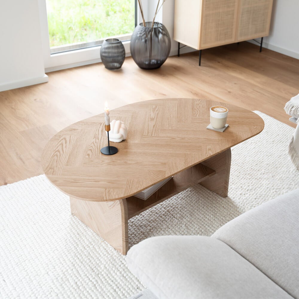 HOME DELUXE Couchtisch Oval LIARA Fishbone Oak LIARA - Bild 1