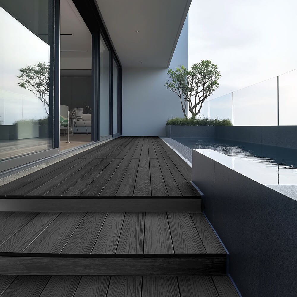 HOME DELUXE WPC Terrassendielen SAMANA PREMIUM Komplettset (inkl. Unterkonstruktion) - Anthrazit 20m²