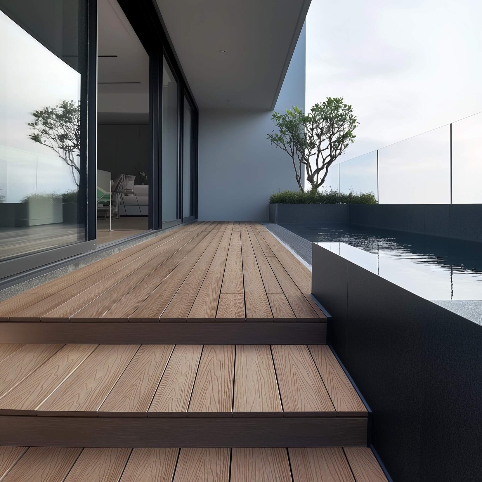 HOME DELUXE WPC Terrassendielen SAMANA PREMIUM Komplettset (inkl. Unterkonstruktion) - Teak 50m²