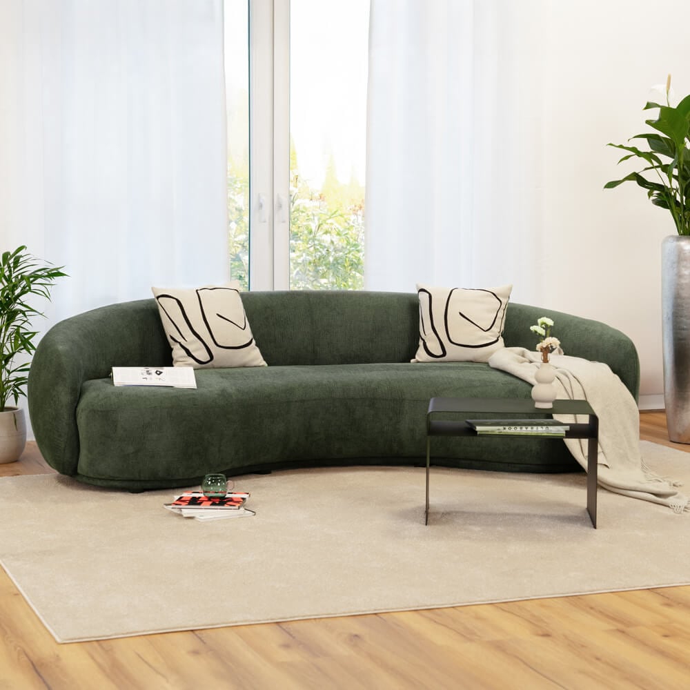 HOME DELUXE Sofa CASARA Webstoff Dunkelgr&uuml;n - 258 x 128 x 72 cm - Bild 1