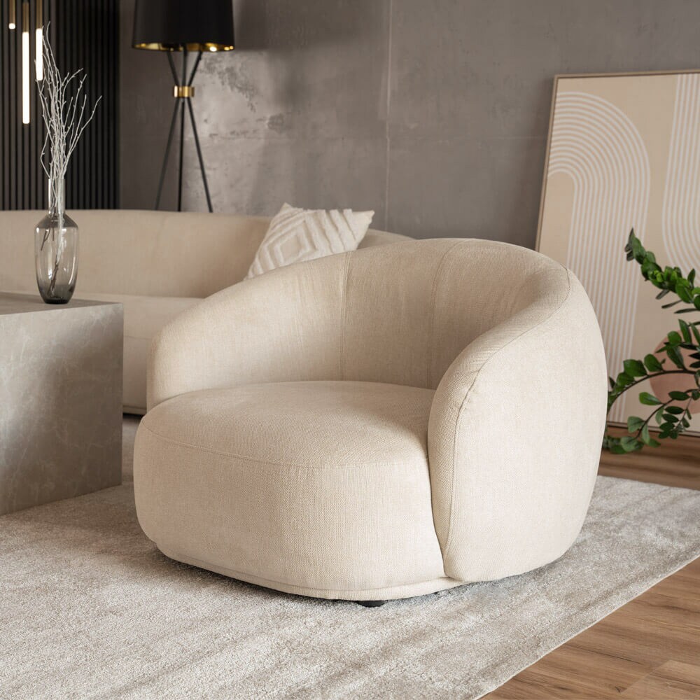HOME DELUXE Sessel CASARA Webstoff Beige - 99 x 104 x 72 cm