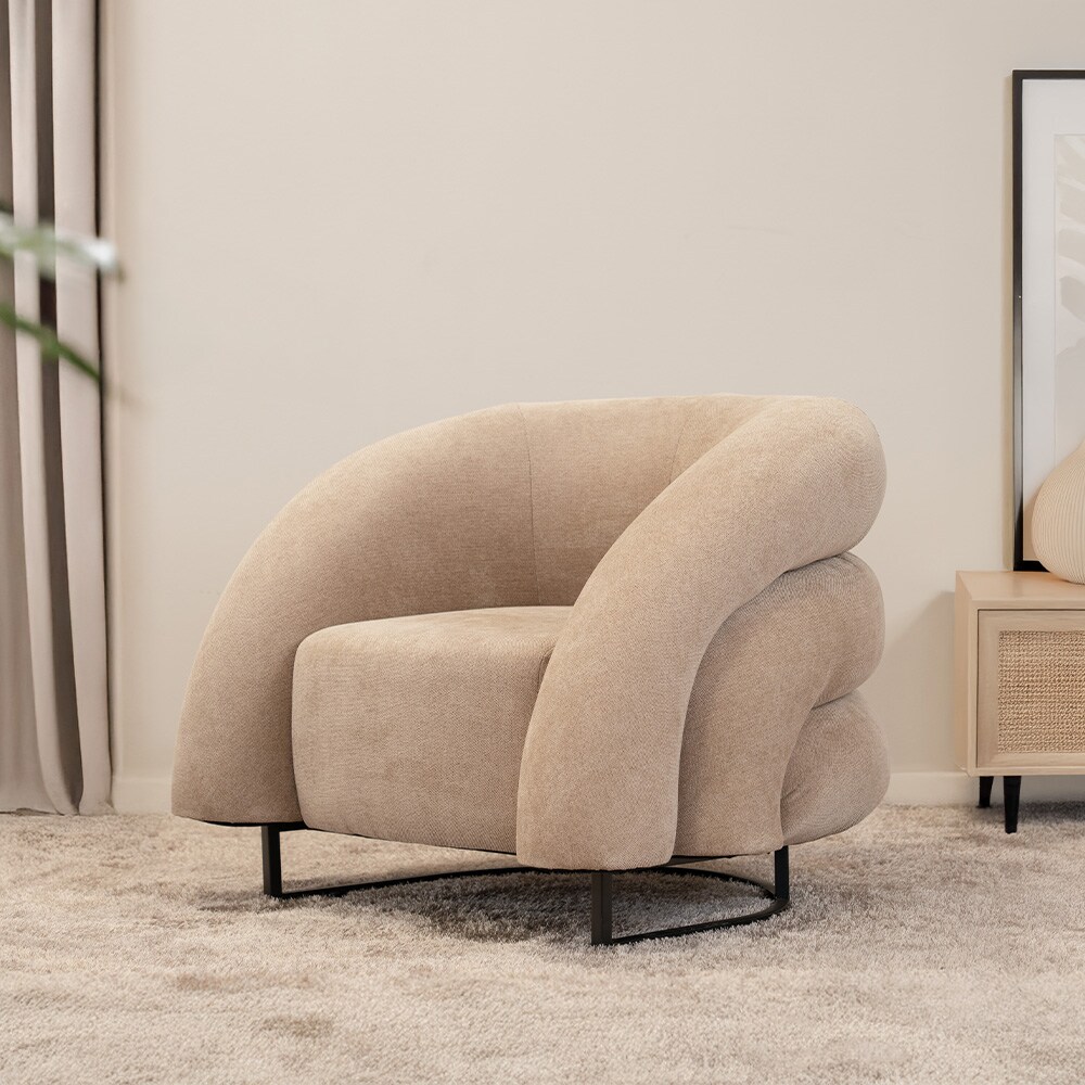 HOME DELUXE Sessel MACA - Samtgewebe Beige - Bild 1