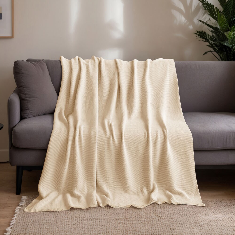 HOME DELUXE Baumwolldecke ELIA Beige - 140 x 200 cm - Bild 1