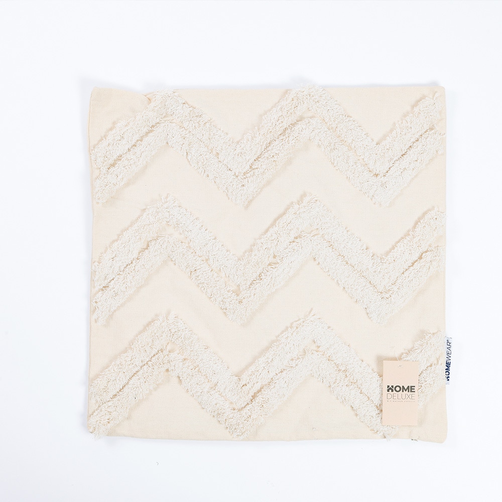 HOME DELUXE Getufteter Kissenbezug JARA Zickzack - Creme - Bild 1