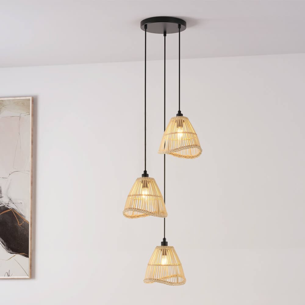 HOME DELUXE H&auml;ngeleuchte aus Rattan FELIA - Beige - Bild 1