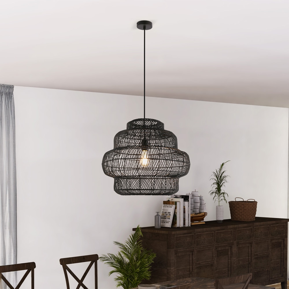 HOME DELUXE H&auml;ngeleuchte aus Rattan SIA - Schwarz - Bild 1