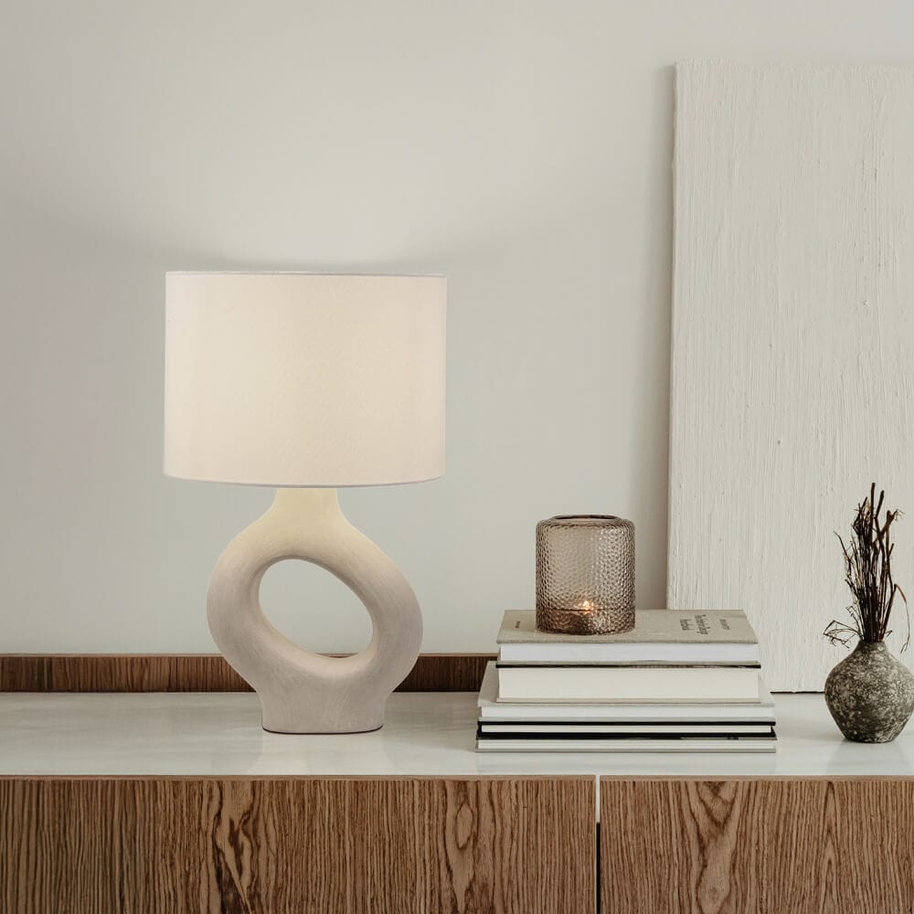 HOME DELUXE Gro&szlig;e Tischlampe asymmetrisch LOLA - Beige - Bild 1