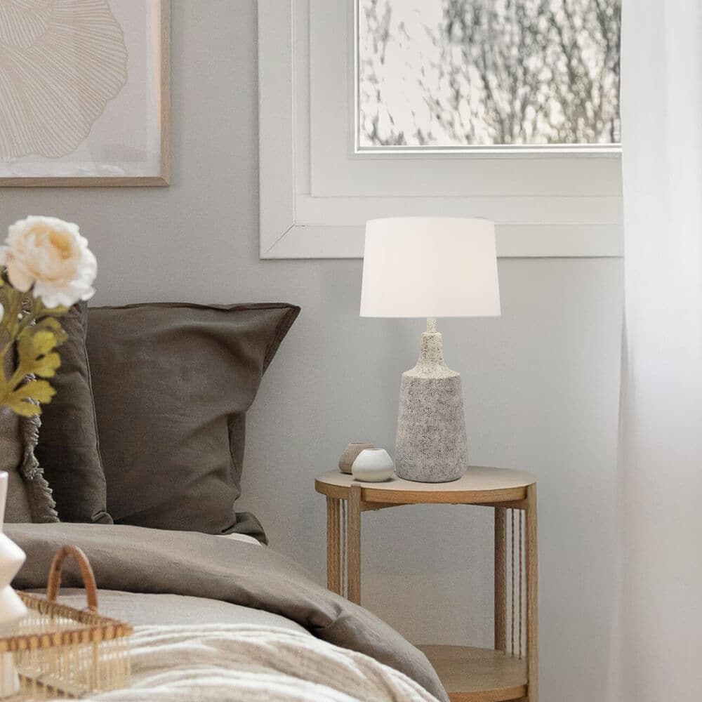HOME DELUXE Kleine Tischlampe in Steinoptik CARO - Wei&szlig; - Bild 1