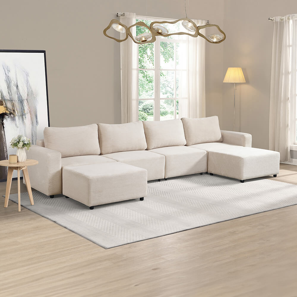 HOME DELUXE Modulares Schlafsofa Beige - 380 x 168 cm - Bild 1