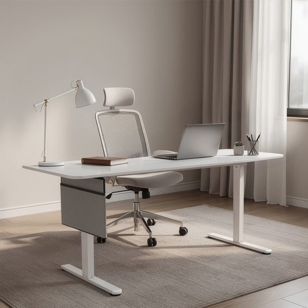 HOME DELUXE Höhenverstellbarer Schreibtisch ELMO Weiß - 160 x 60 cm
