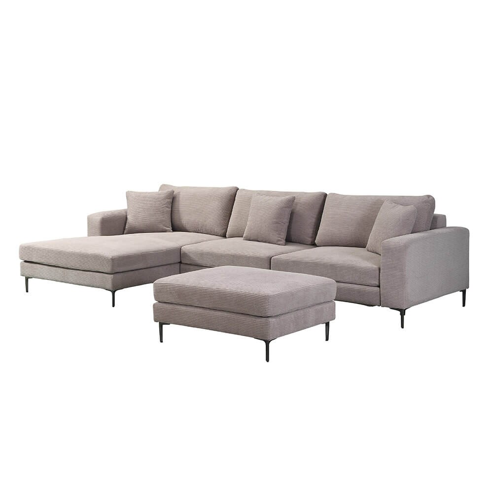 HOME DELUXE Sofa BELLANO M - 238 x 188 cm Links Cord Beige