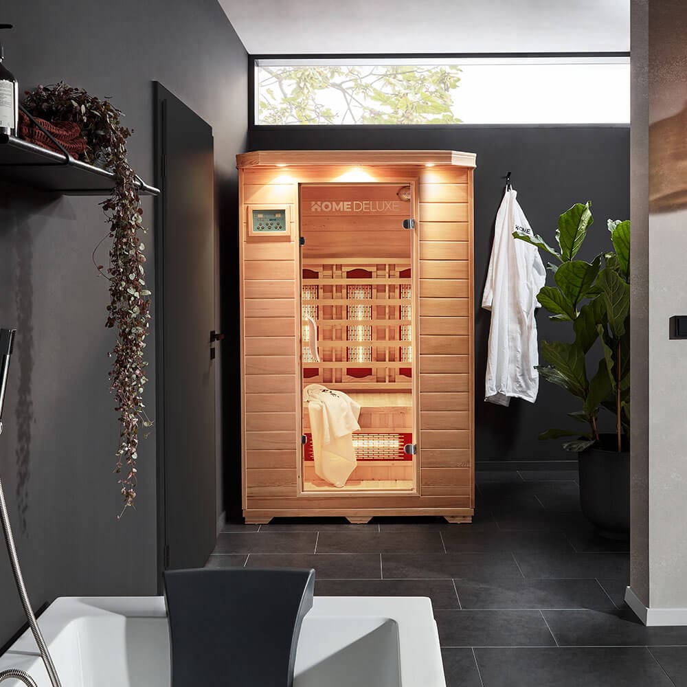 HOME DELUXE Infrarotkabine mit Vollspektrumstrahler REDSUN M - 120 x 105 cm für 2 Personen