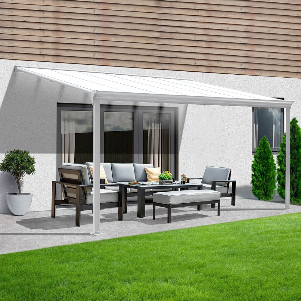 HOME DELUXE Terrassenüberdachung SOLIS - 312 / 320 x 300 / 303 x 278 / 226 cm Weiß