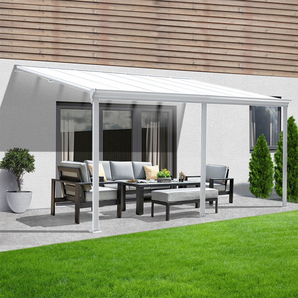 HOME DELUXE Terrassenüberdachung SOLIS - 496 / 503 x 300 / 303 x 278 / 226 cm Weiß