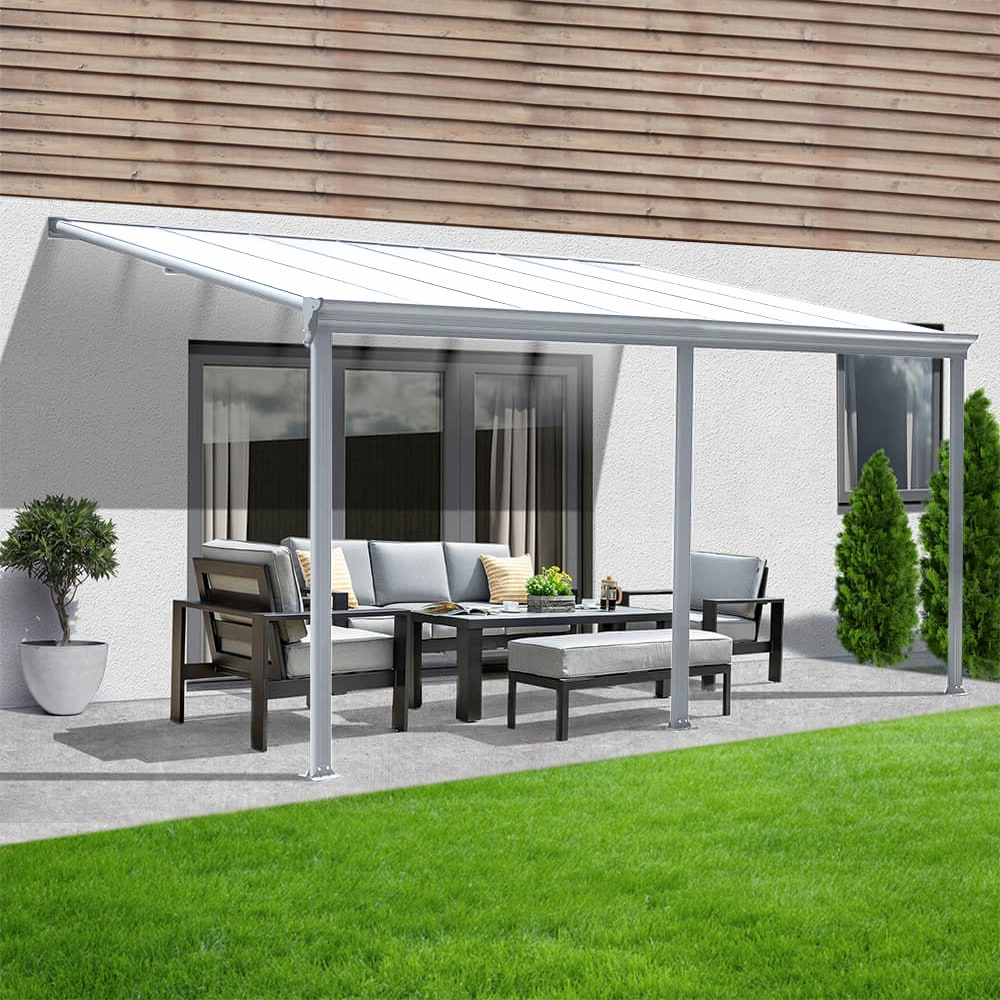 HOME DELUXE Terrassenüberdachung 557 / 564 x 303 / 300 x 278 / 226 cm Weiß