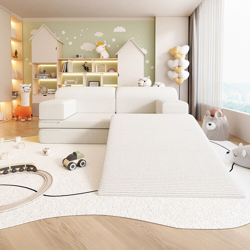 HOME DELUXE Spielsofa LIV inkl. Rutsche - Cord Beige