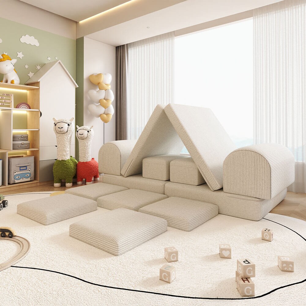 HOME DELUXE Spielsofa LIV inkl. Stapelsteine - Cord Beige