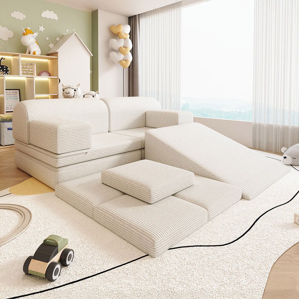 HOME DELUXE Spielsofa LIV inkl. Rutsche und Stapelsteine - Cord Beige - Bild 1