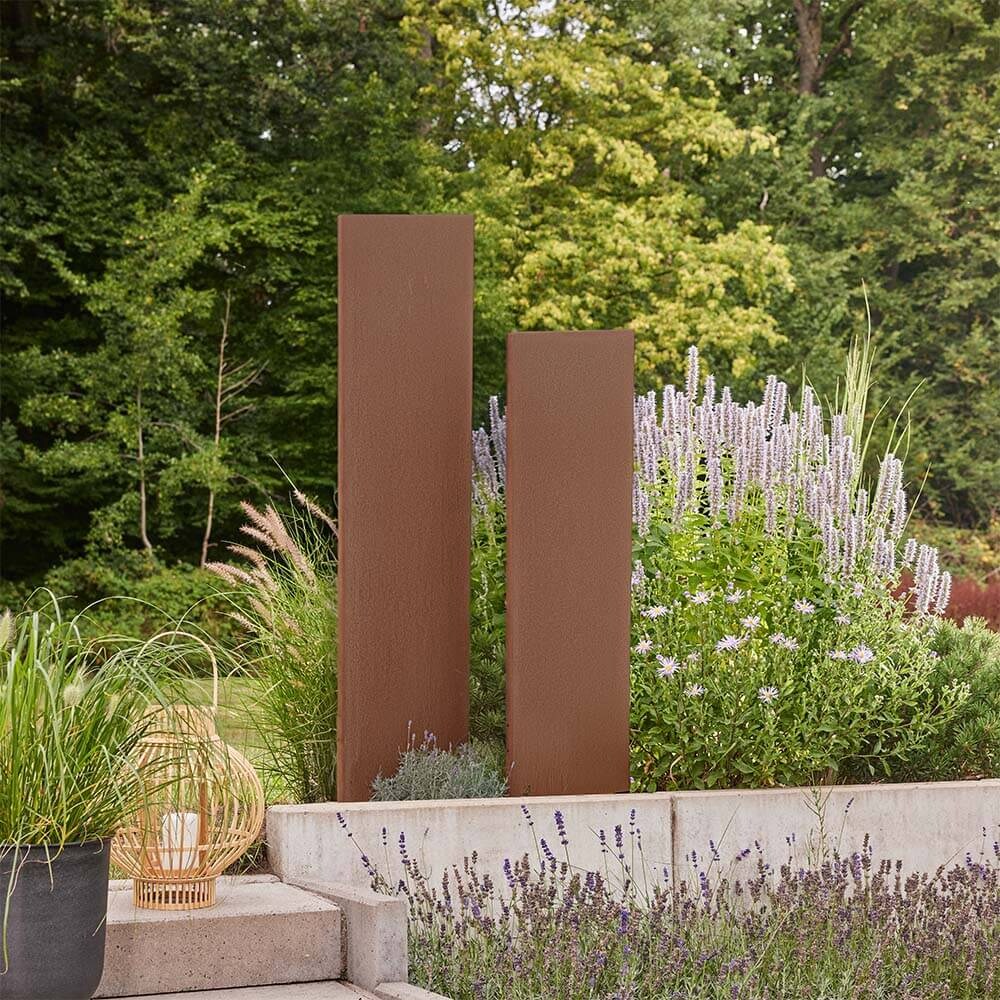 HOME DELUXE Sichtschutz aus Cortenstahl AURA - 180 cm Rostoptik - Made in Germany