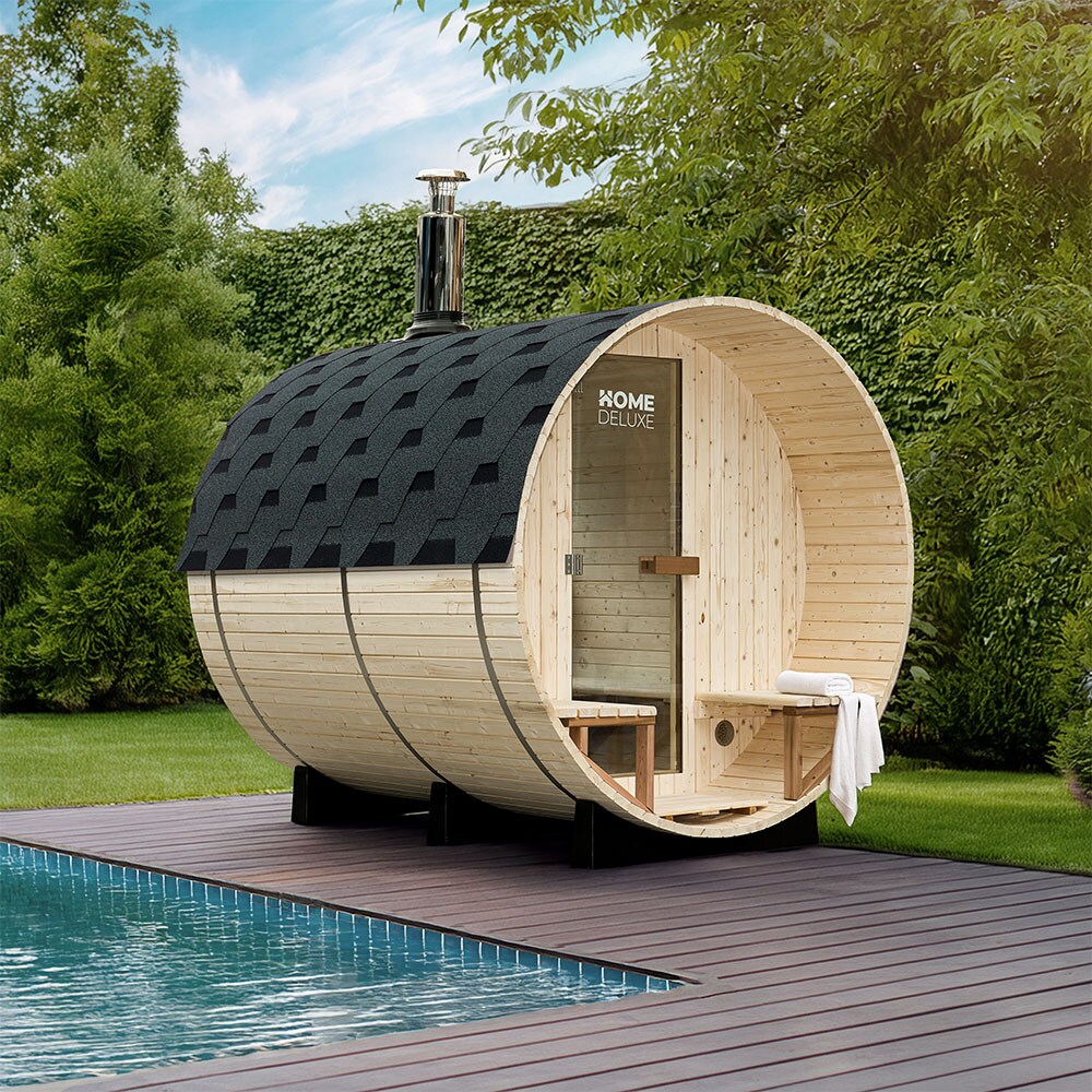 HOME DELUXE Fasssauna mit Holzofen LAGOM DELUXE - ? 210 x 240 cm für 4-6 Personen