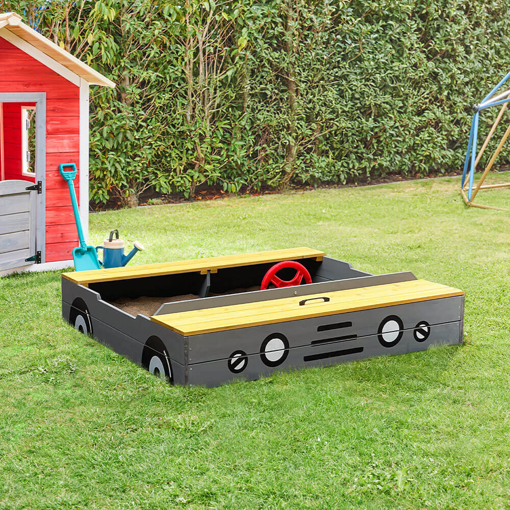 HOME DELUXE Sandkasten aus Holz KIDDY - Hellgrau - Bild 1