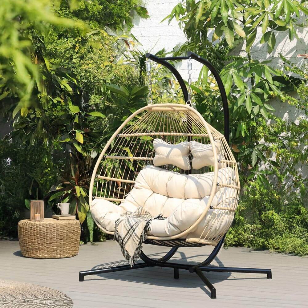 HOME DELUXE Hängesessel LOMA – 2 Sitzer Beige