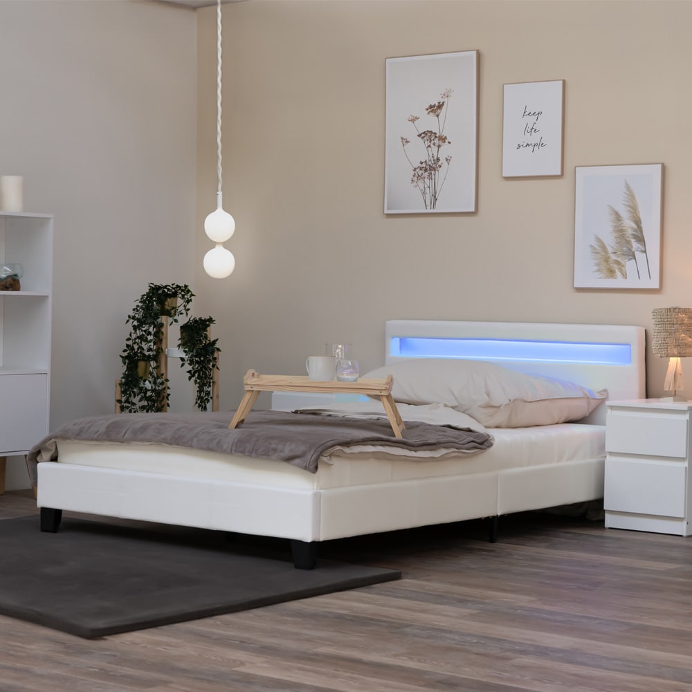 HOME DELUXE LED Bett ASTRO - 140 x 200 cm Weiß