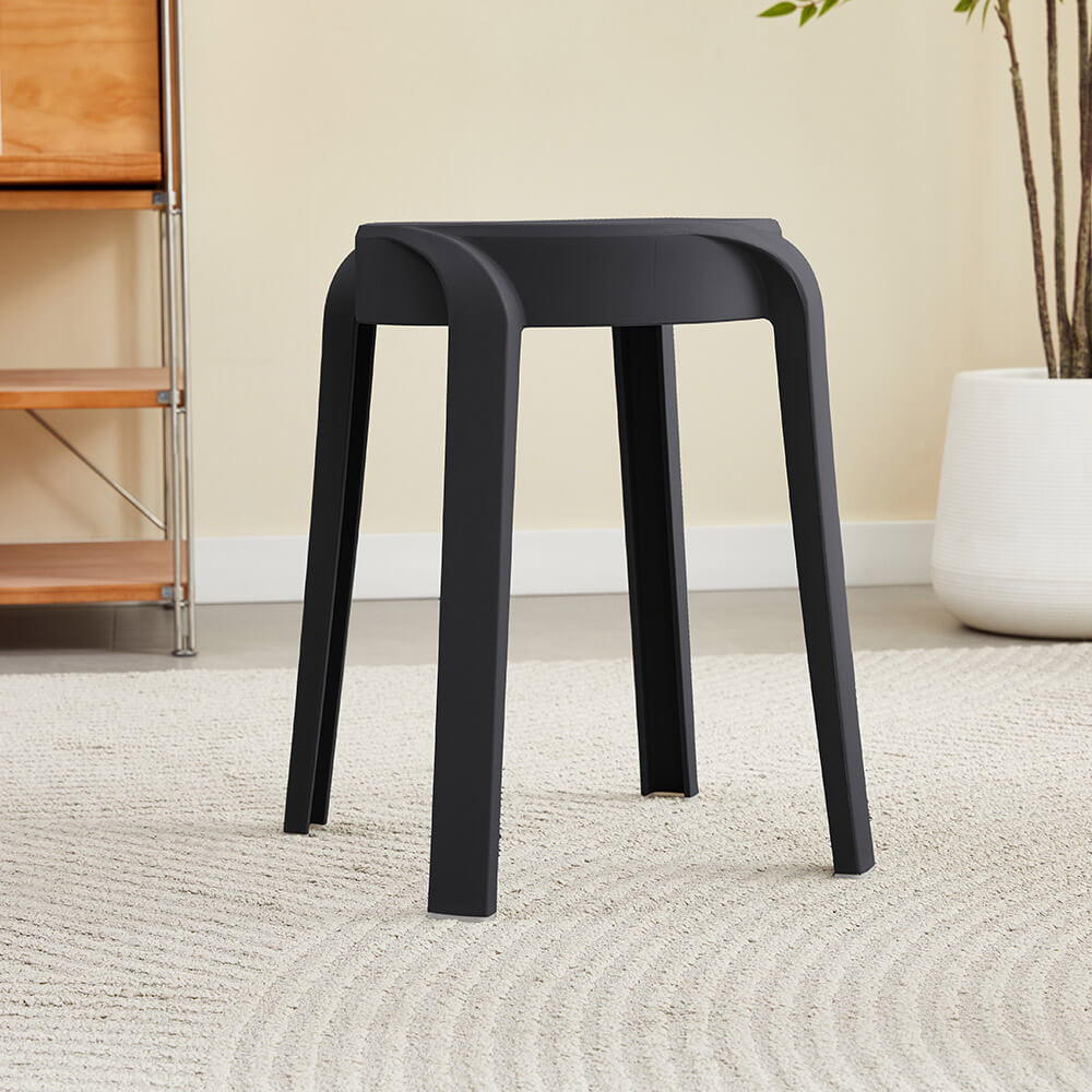 HOME DELUXE Hocker stapelbar NIVO &ndash; Schwarz, 6er Set - Bild 1