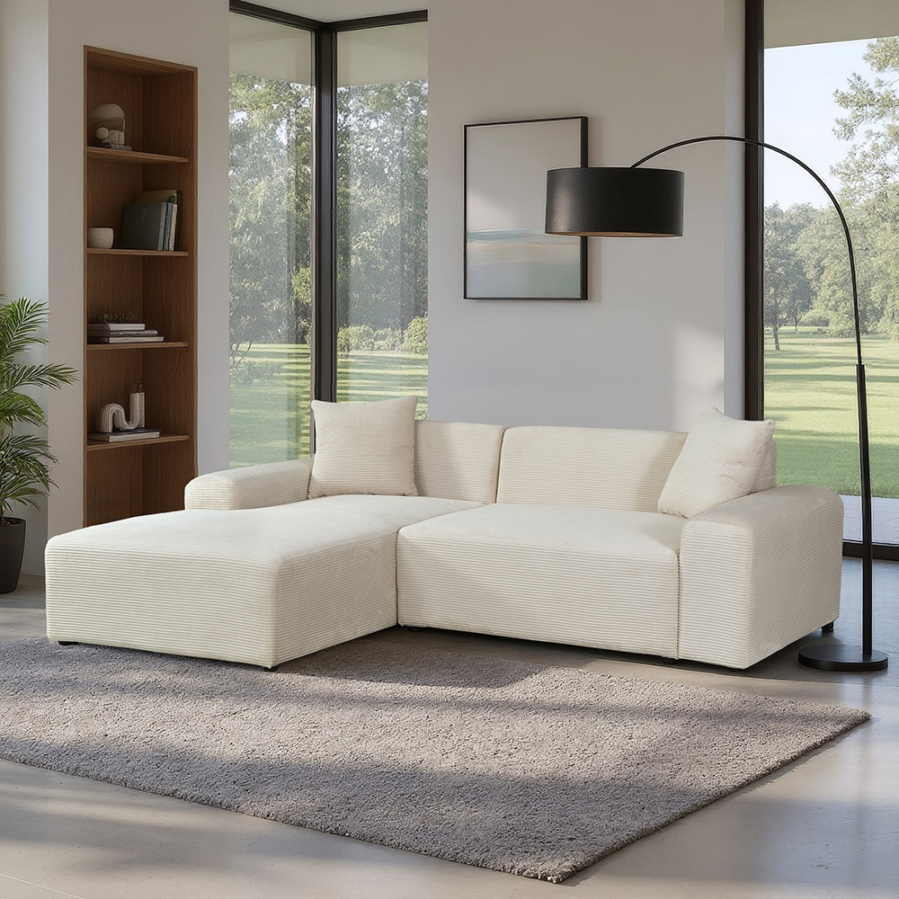 HOME DELUXE Ecksofa AMELIO Cord Beige Links - 240 x 178 cm - Bild 1