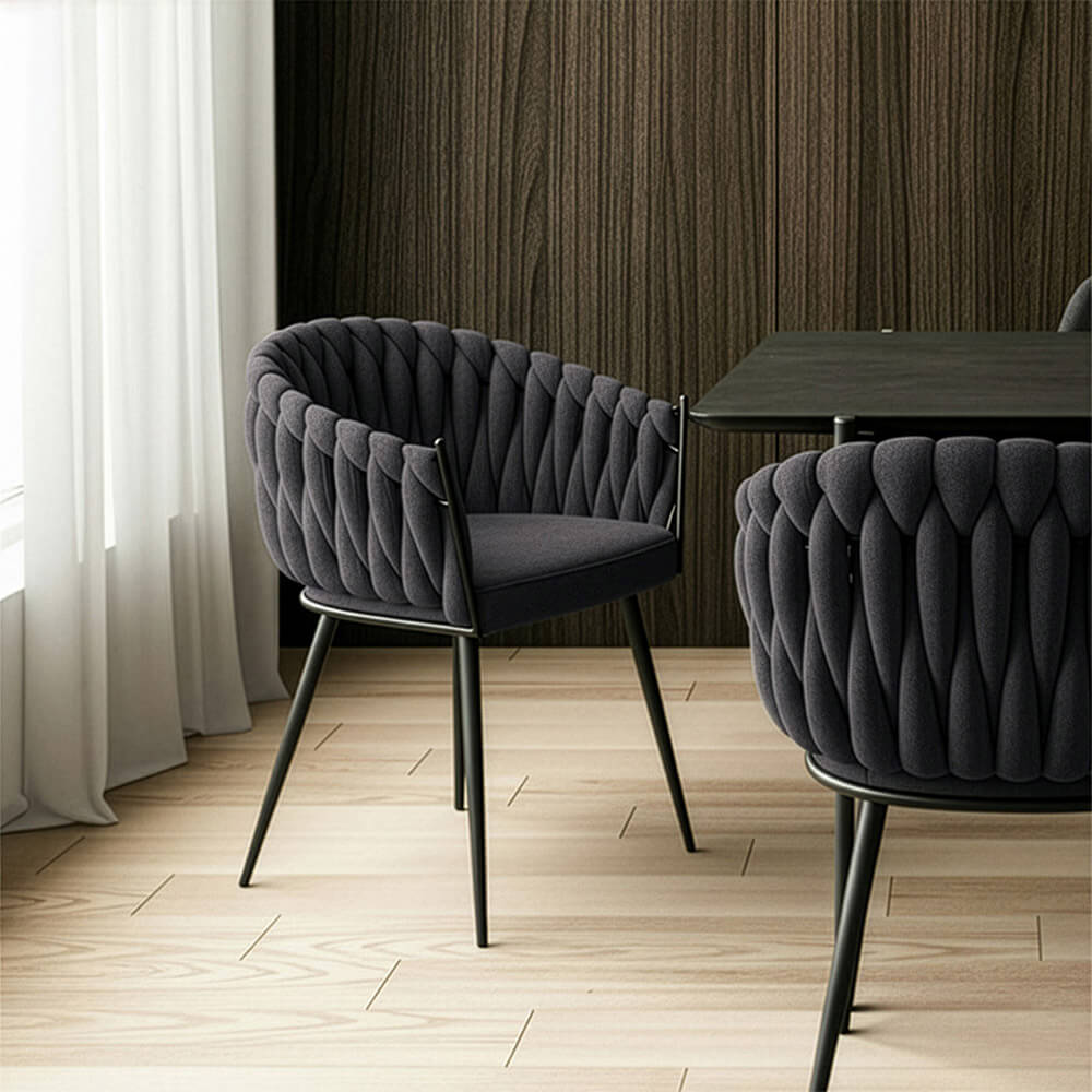 HOME DELUXE Esszimmerstuhl gewebt AYLA - 4er Set Dunkelgrau - Bild 1