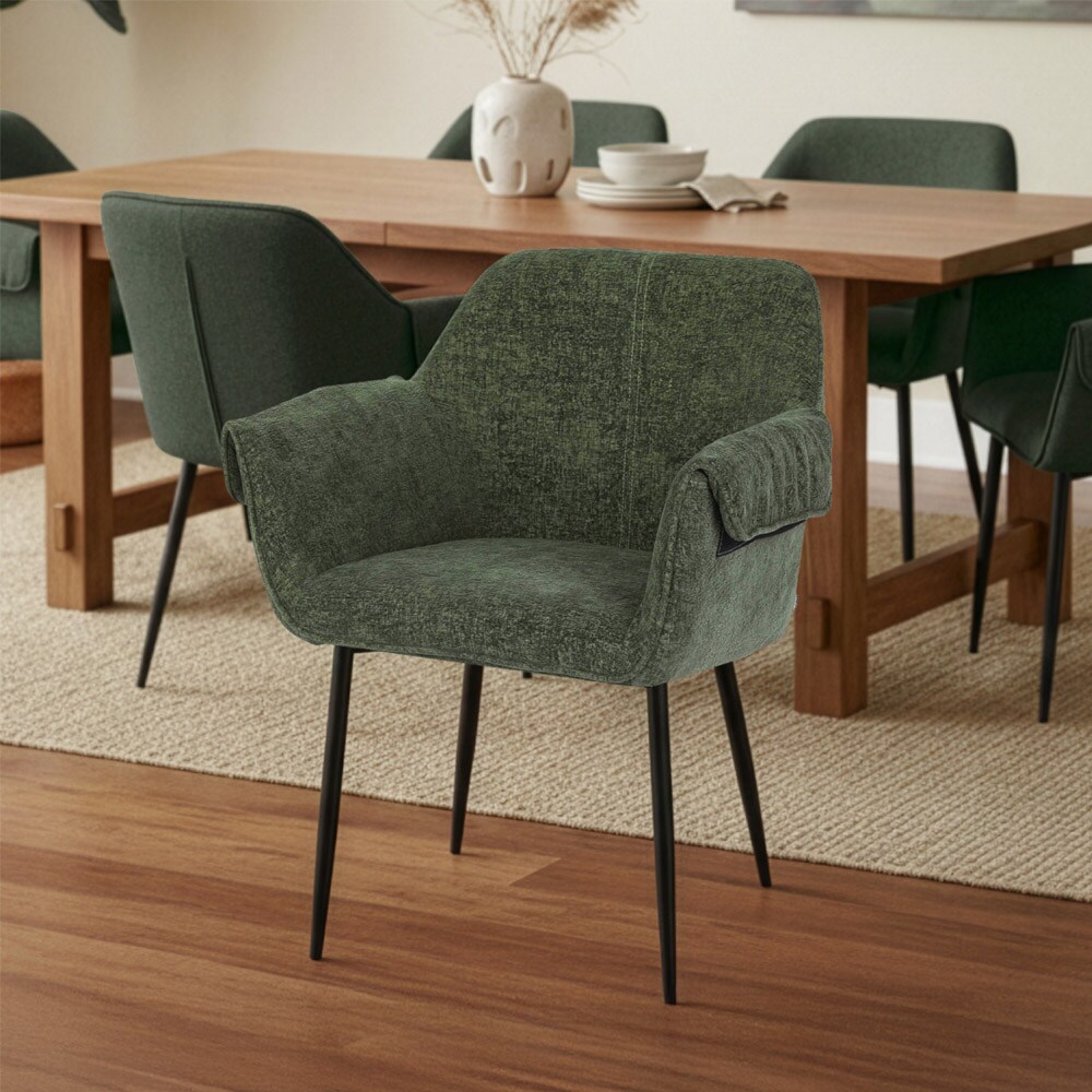HOME DELUXE Esszimmerstuhl chenille CHENO - 1er Set Grün