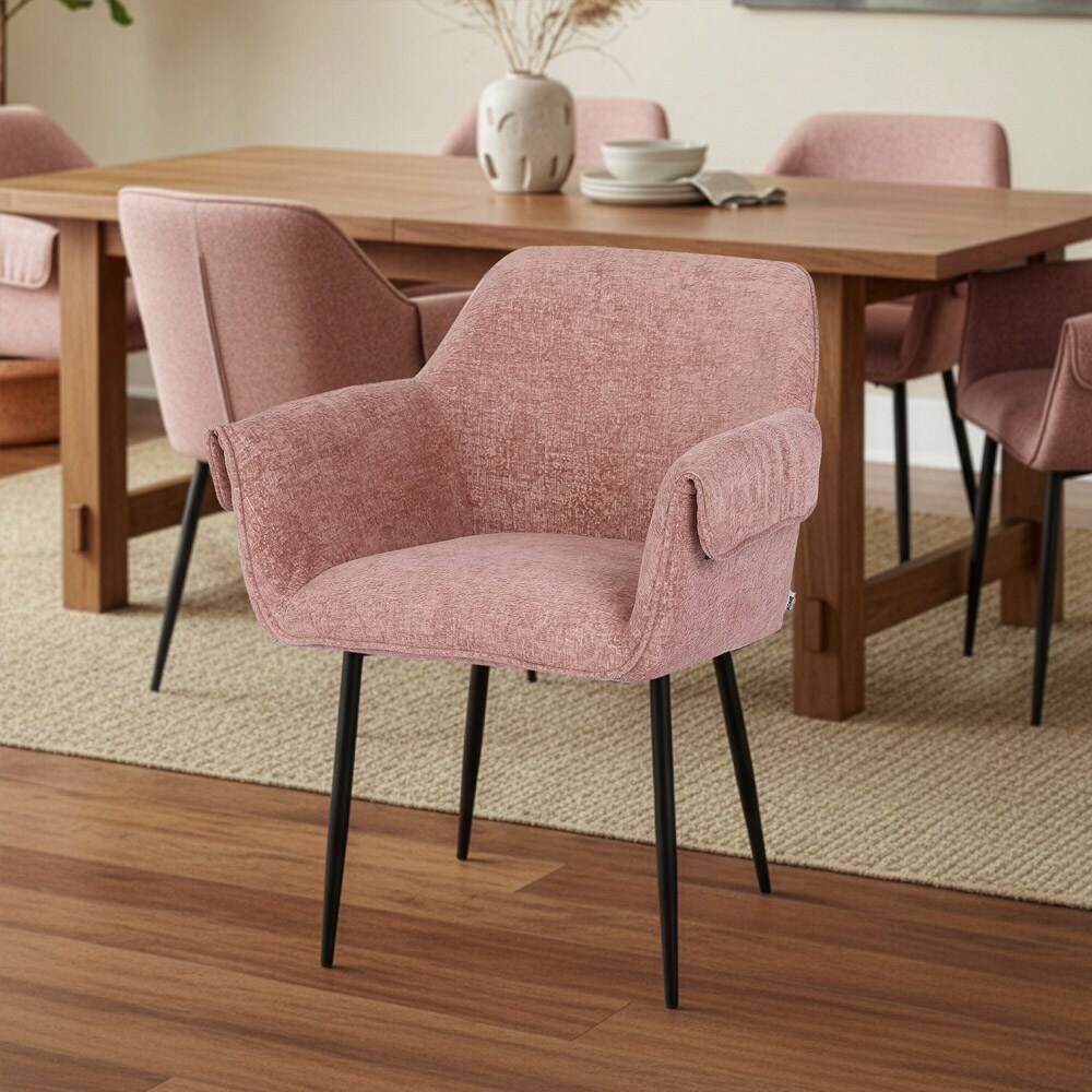 HOME DELUXE Esszimmerstuhl chenille CHENO - 8er Set Rosa