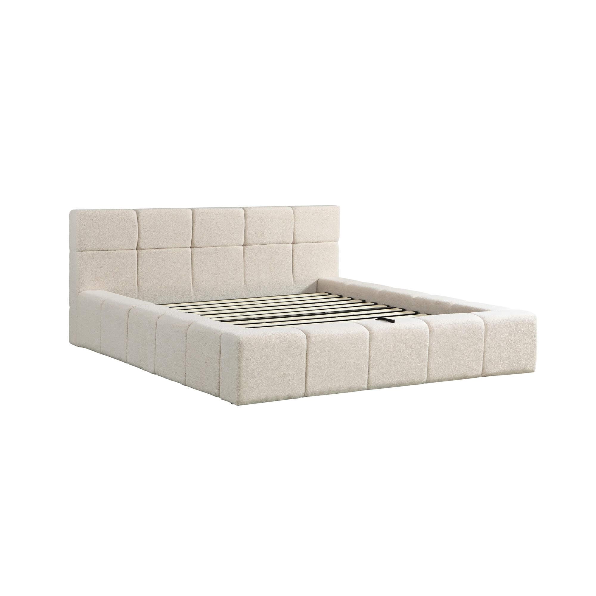 HOME DELUXE LED Bett aus Teddy-Stoff inkl. Stauraum GALA &ndash; Beige, 140 x 200 cm inkl. Matratze - Bild 1